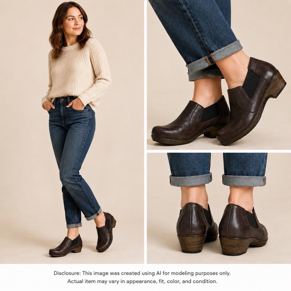 Dansko Marilyn Chelsea Brown Leather Boots Clogs Women's 37 / 6.5-7 Comfort